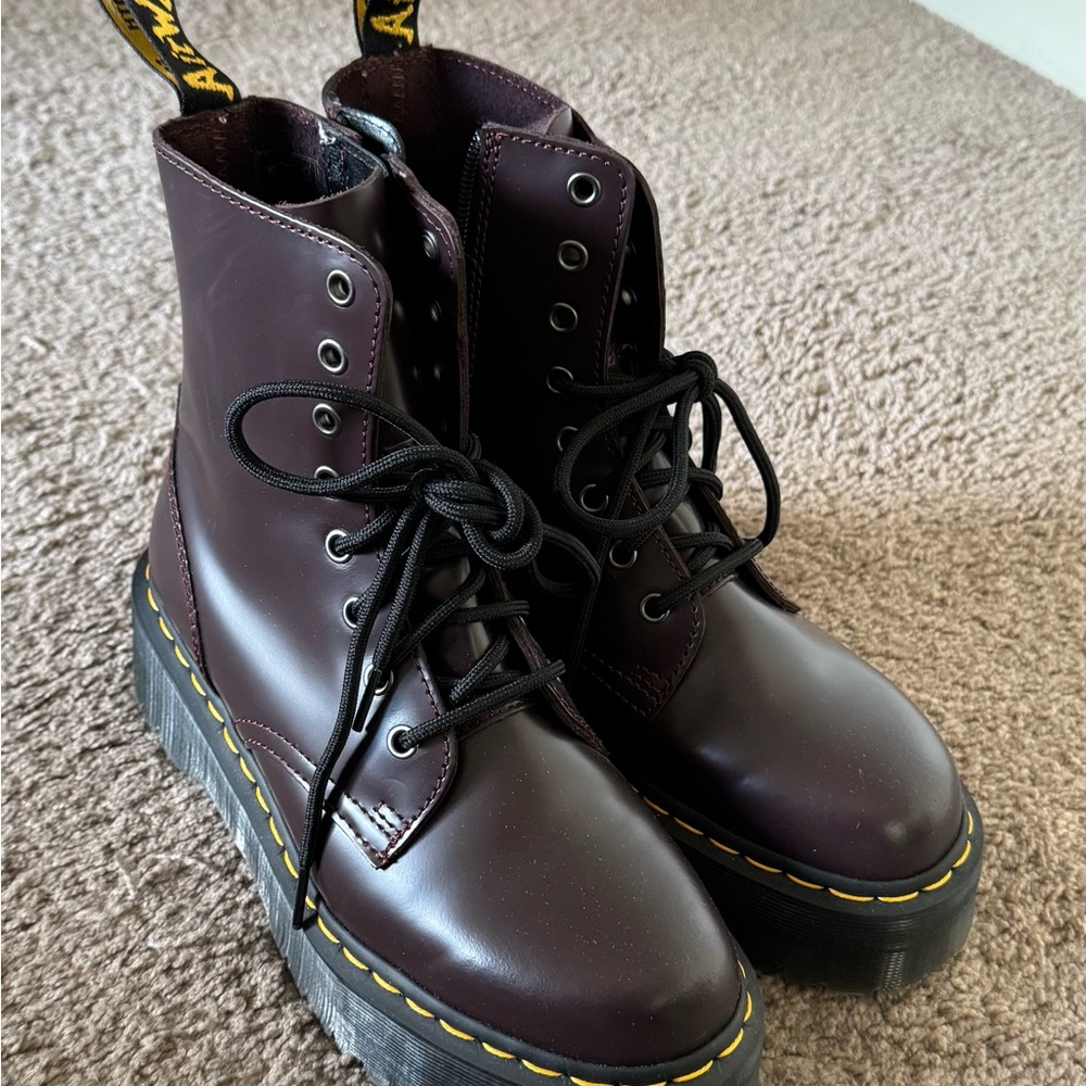 Dr. Martens Burgundy Platform Boots